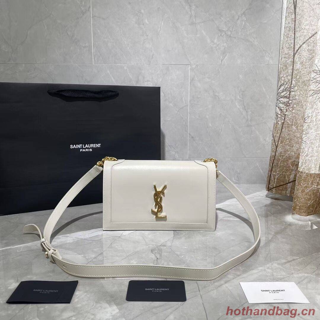 Yves Saint Laurent Calfskin Leather Shoulder Bag Y635627 White