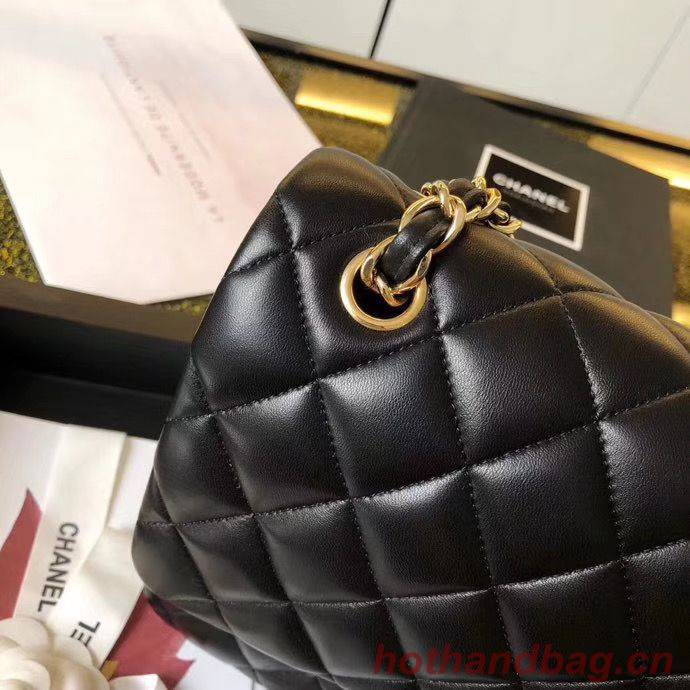 Chanel Jumbo Double Flaps Bags Black Original Sheepskin Leather A36097 Gold 