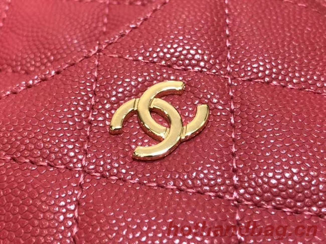 Chanel Calfskin Leather Card packet & Gold-Tone Metal A81598 pink