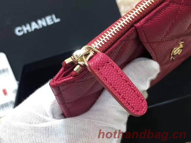 Chanel Calfskin Leather Card packet & Gold-Tone Metal A81598 rose