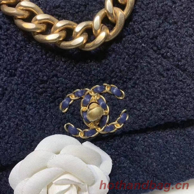 Chanel 19 wool flap bag AS1160 Royal Blue