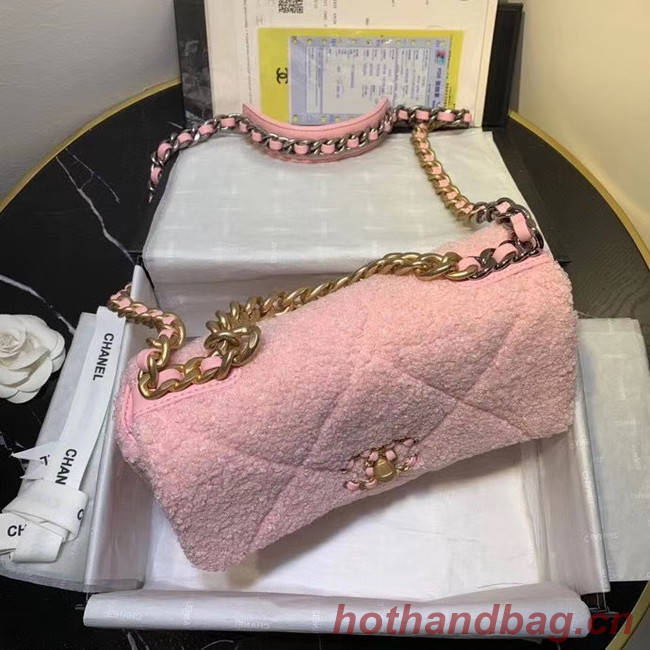 Chanel 19 wool flap bag AS1160 pink