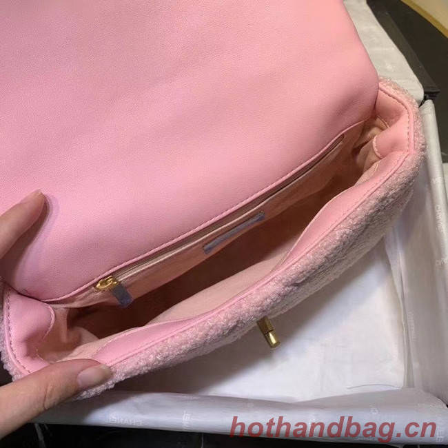 Chanel 19 wool flap bag AS1160 pink