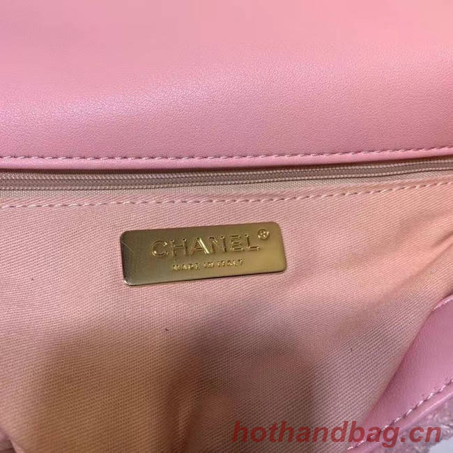 Chanel 19 wool flap bag AS1160 pink