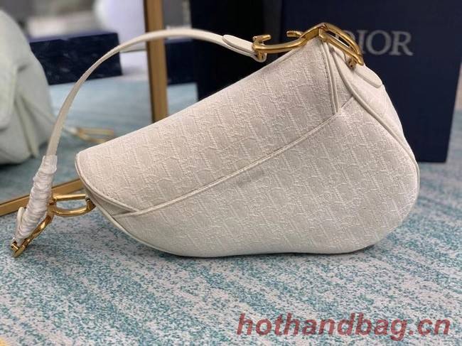 SADDLE BAG Gray Dior Oblique Embroidered Denim M0446C cream