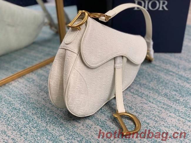 SADDLE BAG Gray Dior Oblique Embroidered Denim M0446C cream