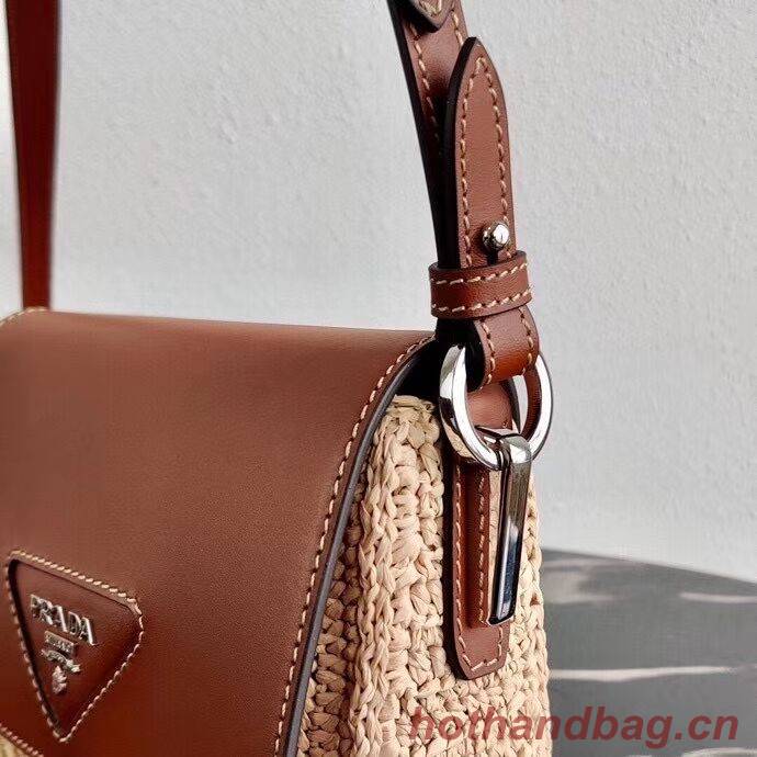 Prada Saffiano leather mini shoulder bag 2BD043 brown