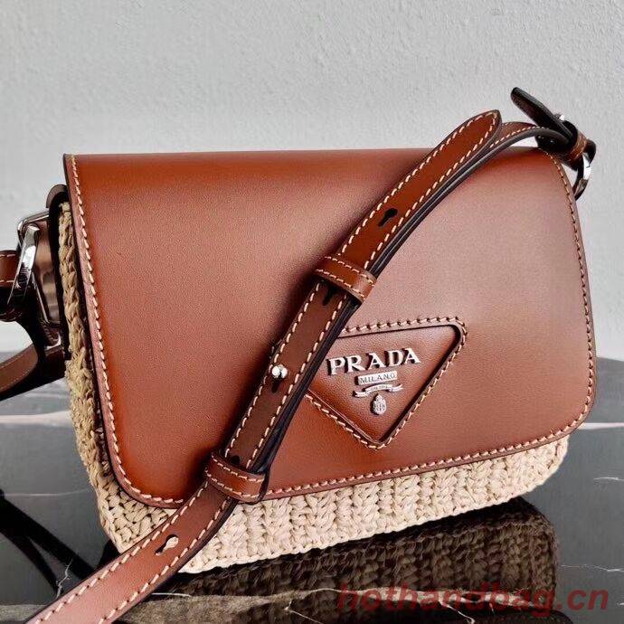 Prada Saffiano leather mini shoulder bag 2BD043 brown