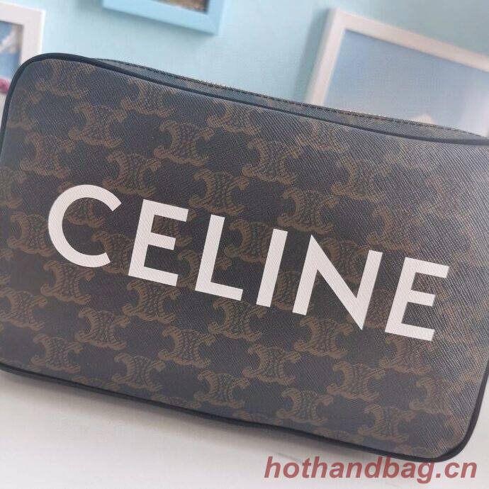 Celine MINI FOLCO BAG IN TRIOMPHE CANVAS CL9450 black