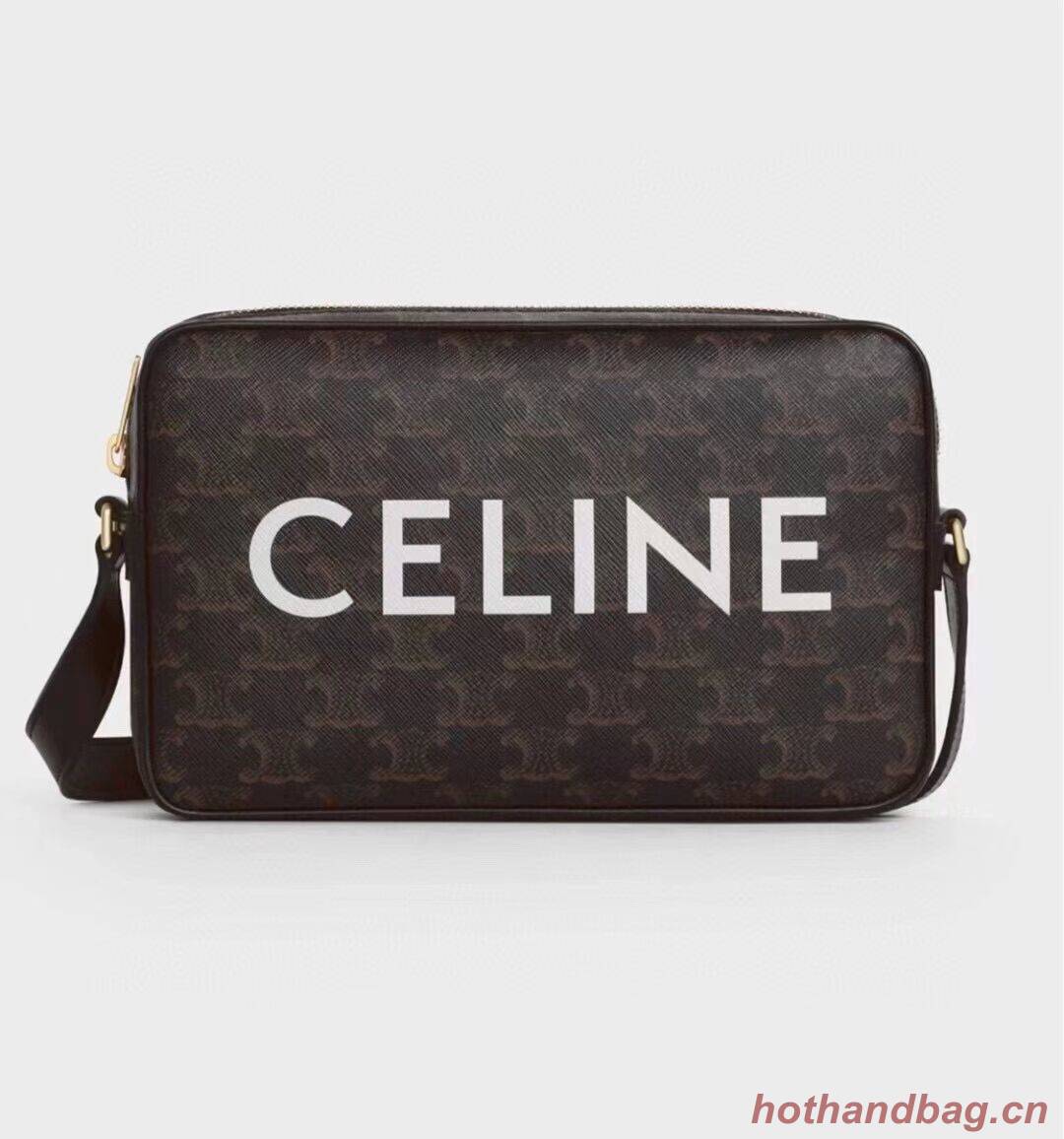 Celine MINI FOLCO BAG IN TRIOMPHE CANVAS CL9450 black