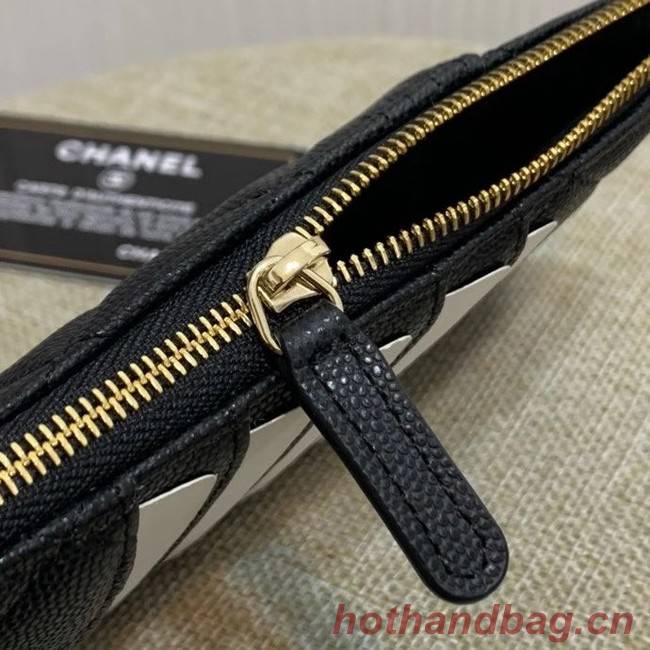 BOY CHANEL Calfskin Leather Card packet AP1482 black