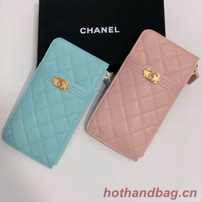 BOY CHANEL Calfskin Leather Card packet AP1482 pink