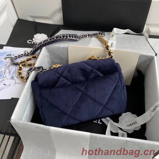 Chanel 19 flap bag velvet AS1160 Royal Blue