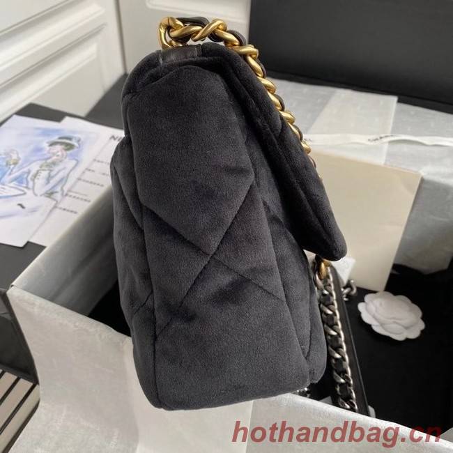 Chanel 19 flap bag velvet AS1161 black