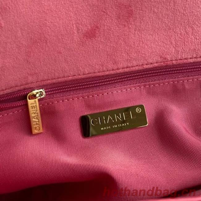 Chanel 19 flap bag velvet AS1161 pink