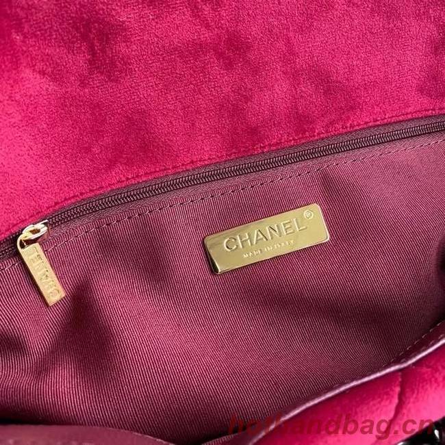 Chanel 19 flap bag velvet AS1161 red