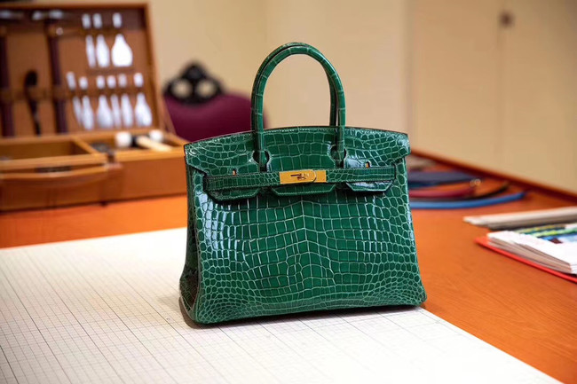 Hermes Birkin Bag Original Leather crocodile HBK35 green