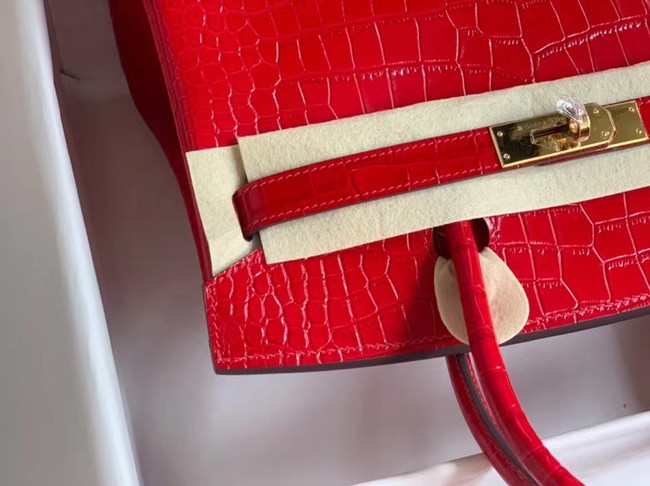 Hermes Birkin Bag Original Leather crocodile HBK35 red