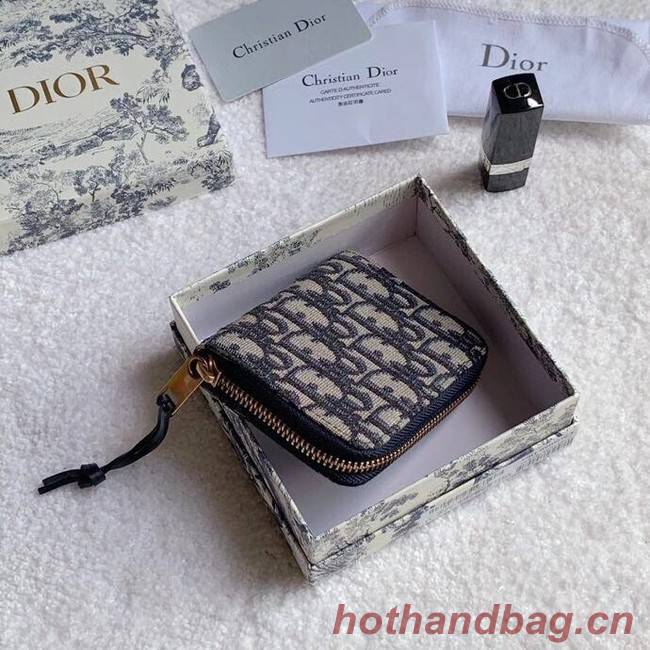 Dior 30 MONTAIGNE CARD HOLDER Blue Dior Oblique Jacquard S5538