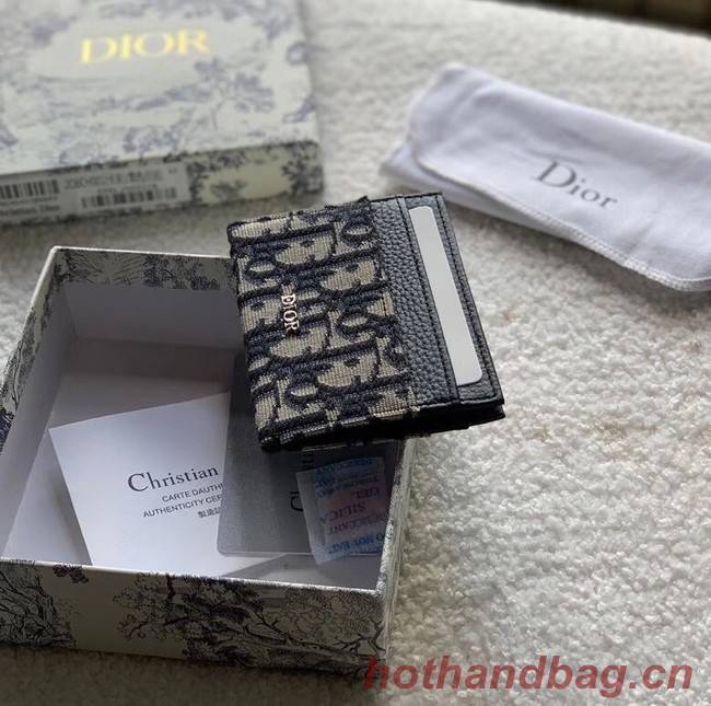 Dior 30 MONTAIGNE FLAT CARD HOLDER Blue Dior Oblique Jacquard S2098