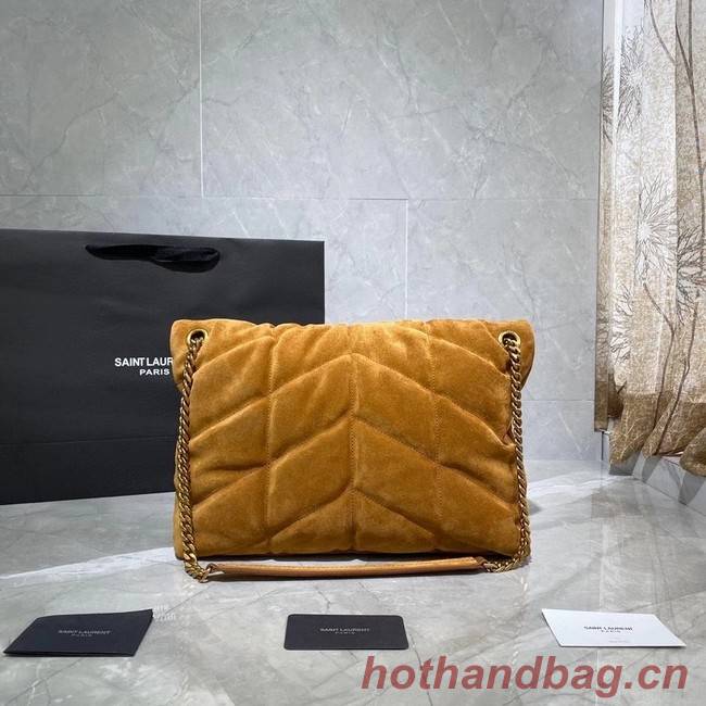 Yves Saint Laurent LOULOU PUFFER SMALL BAG SATCHEL IN SUEDE 169207 Brown