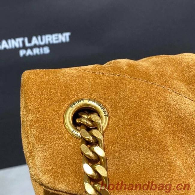 Yves Saint Laurent LOULOU PUFFER SMALL BAG SATCHEL IN SUEDE 169207 Brown