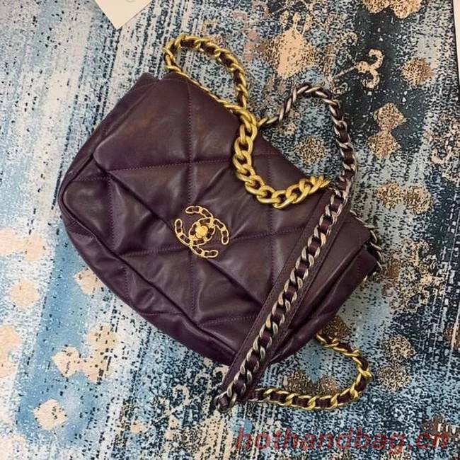 Chanel 19 flap bag AS1160 deep purple