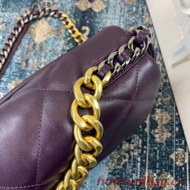 Chanel 19 flap bag AS1161 deep purple