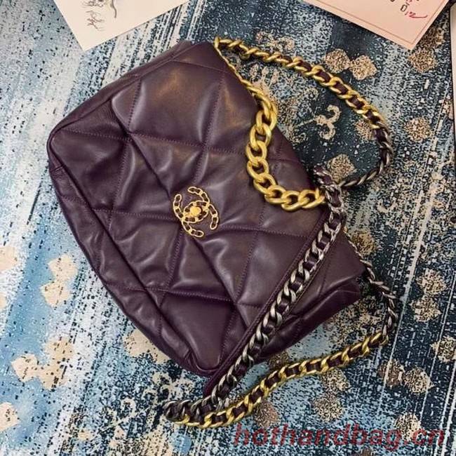 Chanel 19 flap bag AS1161 deep purple