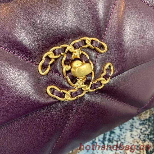 Chanel 19 flap bag AS1161 deep purple