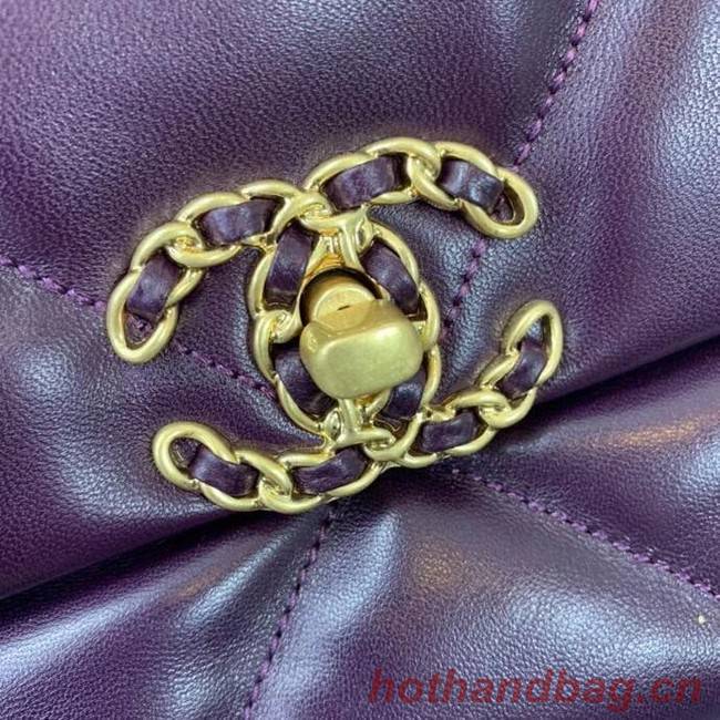 Chanel 19 flap bag AS1162 deep purple