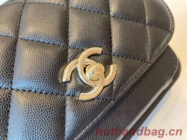 Chanel small flap bag Calfskin & Gold-Tone Metal A93749 black