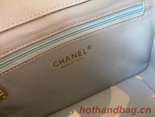 Chanel small flap bag Calfskin & Gold-Tone Metal A93749 light blue