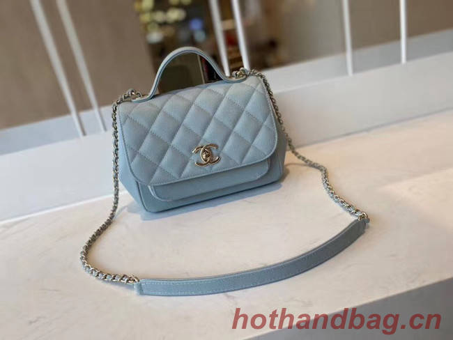 Chanel small flap bag Calfskin & Gold-Tone Metal A93749 light blue