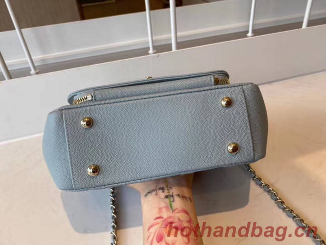 Chanel small flap bag Calfskin & Gold-Tone Metal A93749 light blue