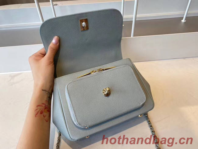 Chanel small flap bag Calfskin & Gold-Tone Metal A93749 light blue