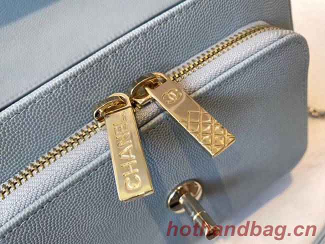 Chanel small flap bag Calfskin & Gold-Tone Metal A93749 light blue