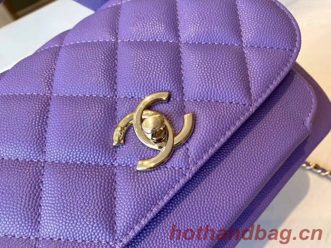 Chanel small flap bag Calfskin & Gold-Tone Metal A93749 purple