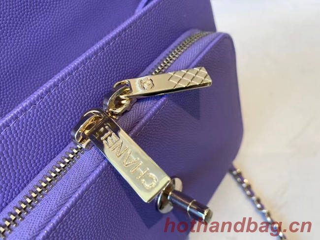 Chanel small flap bag Calfskin & Gold-Tone Metal A93749 purple