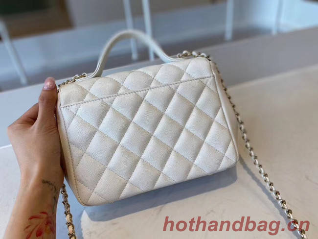 Chanel small flap bag Calfskin & Gold-Tone Metal A93749 white