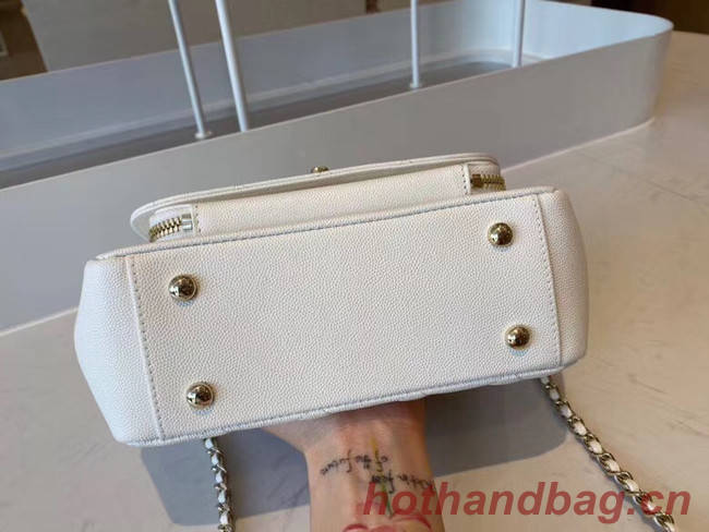 Chanel small flap bag Calfskin & Gold-Tone Metal A93749 white