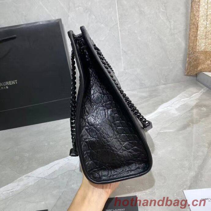 SAINT LAURENT NIKI MEDIUM SHOPPING BAG IN CRINKLED  LEATHER Y577999 black