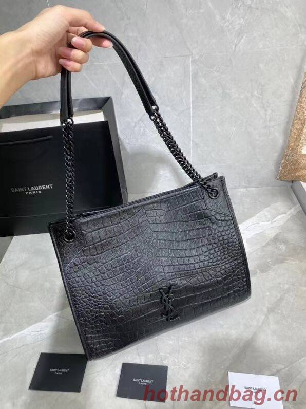 SAINT LAURENT NIKI MEDIUM SHOPPING BAG IN CRINKLED  LEATHER Y577999 black