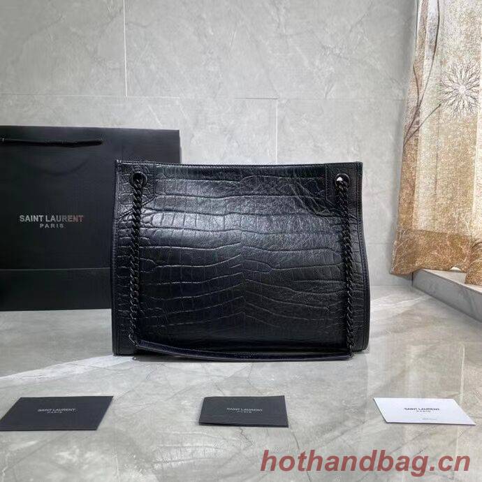 SAINT LAURENT NIKI MEDIUM SHOPPING BAG IN CRINKLED  LEATHER Y577999 black