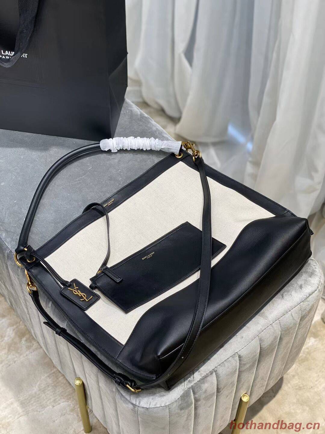 Yves Saint Laurent IN CANVAS AND LEATHER Y635266 black