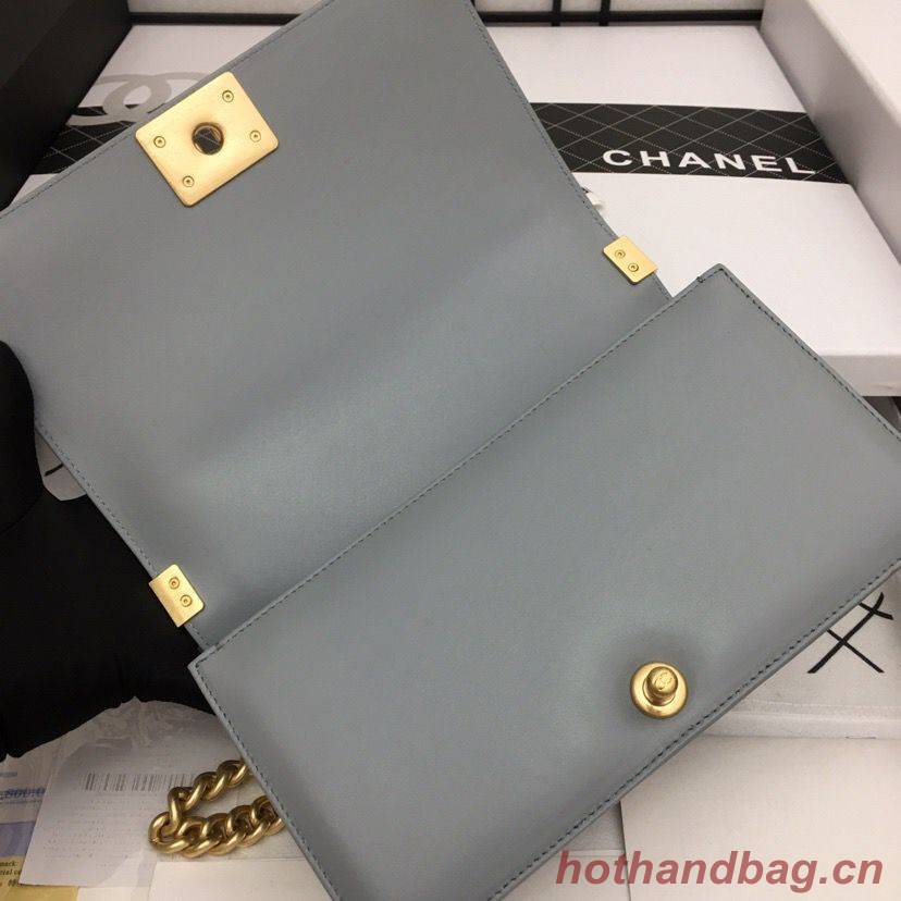 Boy Chanel Flap Bag Original Chevron Leather Gray A67086V Frosted Golden Buckle