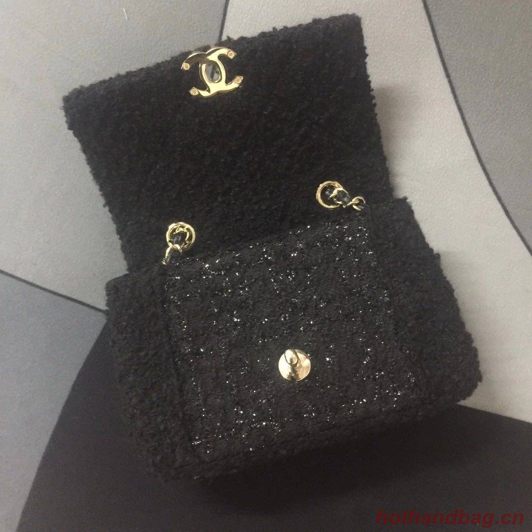 Chanel small flap bag Gold-Tone Metal AS1116 black