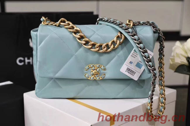 Chanel 19 flap bag AS1161 light blue