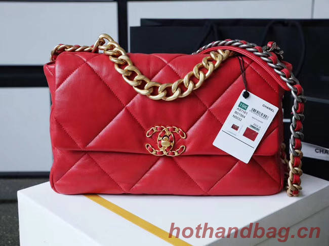 Chanel 19 flap bag AS1161 red