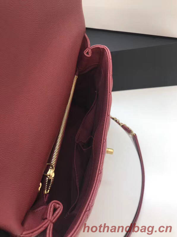 Chanel flap bag with Burgundy top handle A92991 Burgundy